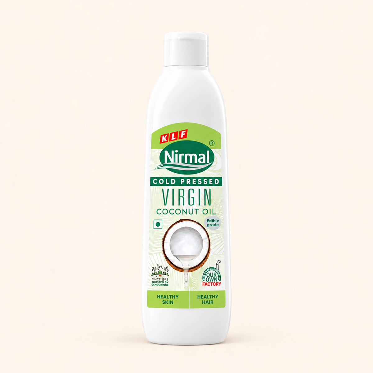 KLF Nirmal Virgin Coconut Oil (Cold Pressed) White Bottle