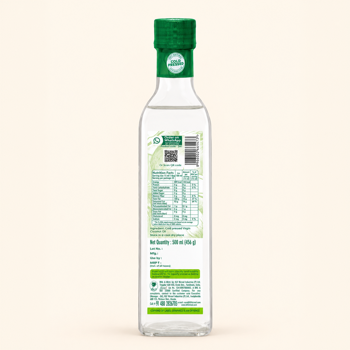 KLF Nirmal Virgin Coconut Oil (Cold Pressed) Bottle