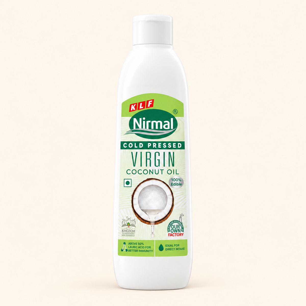 KLF Nirmal Virgin Coconut Oil (Cold Pressed) White Bottle