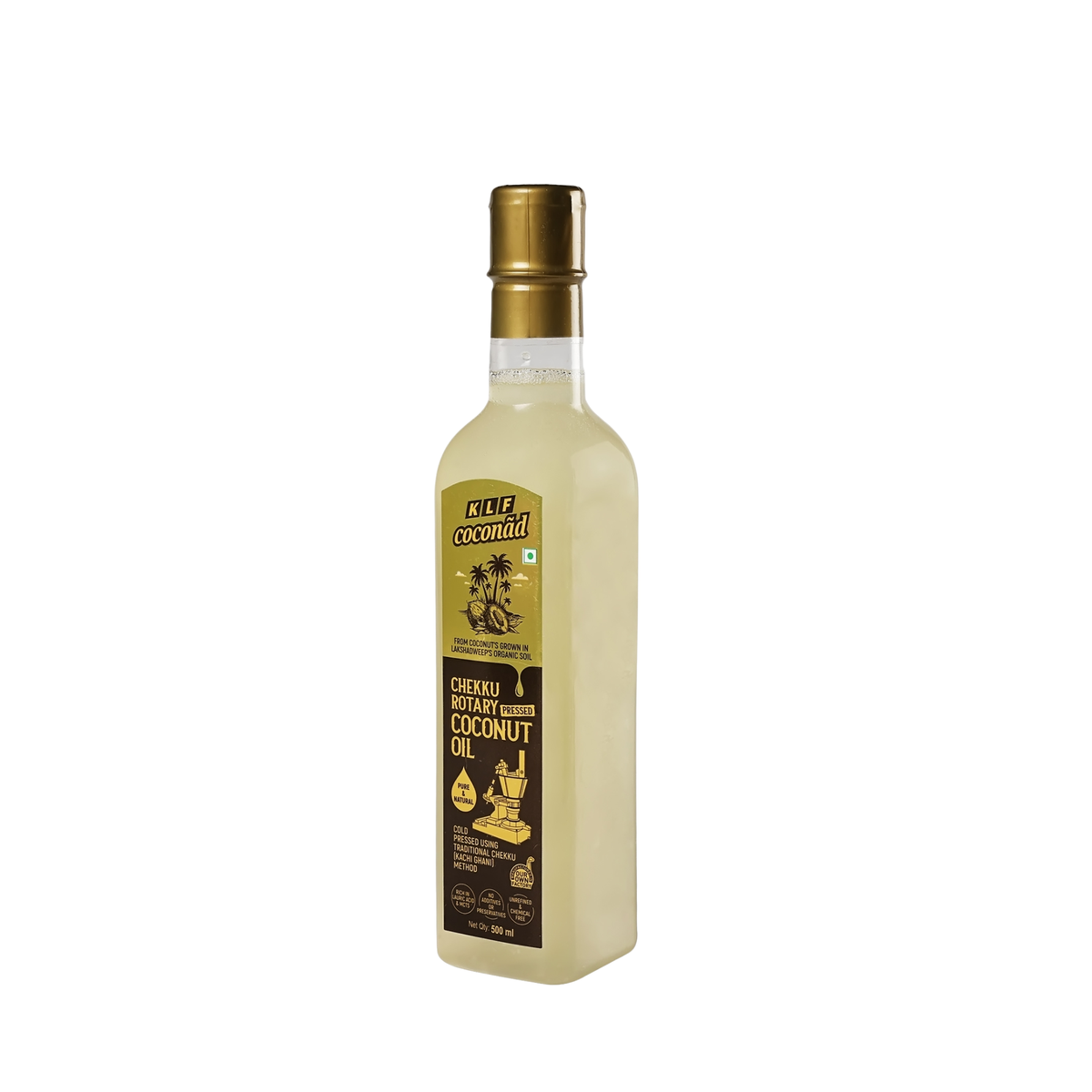 KLF Coconad Chekku Rotary Pressed Coconut Oil — side of the product pack