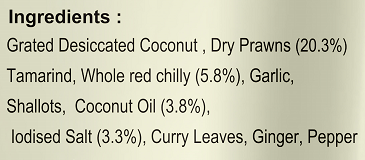 KLF Coconad Prawns Chutney Powder (Chemeen Chamandi Podi) — ingredients information