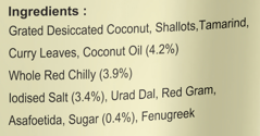 KLF Coconad Coconut Chutney Powder (Thenga Chamandhi Podi) — ingredients information