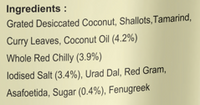 KLF Coconad Coconut Chutney Powder (Thenga Chamandhi Podi) — ingredients information