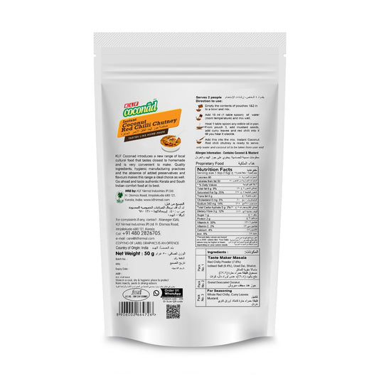 KLF Coconad Instant Coconut Red Chilli Chutney — back of the product pack