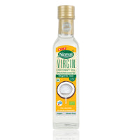 KLF Nirmal (Cold Pressed) Organic Raw Virgin Coconut Oil Glass Bottle — front of the product pack