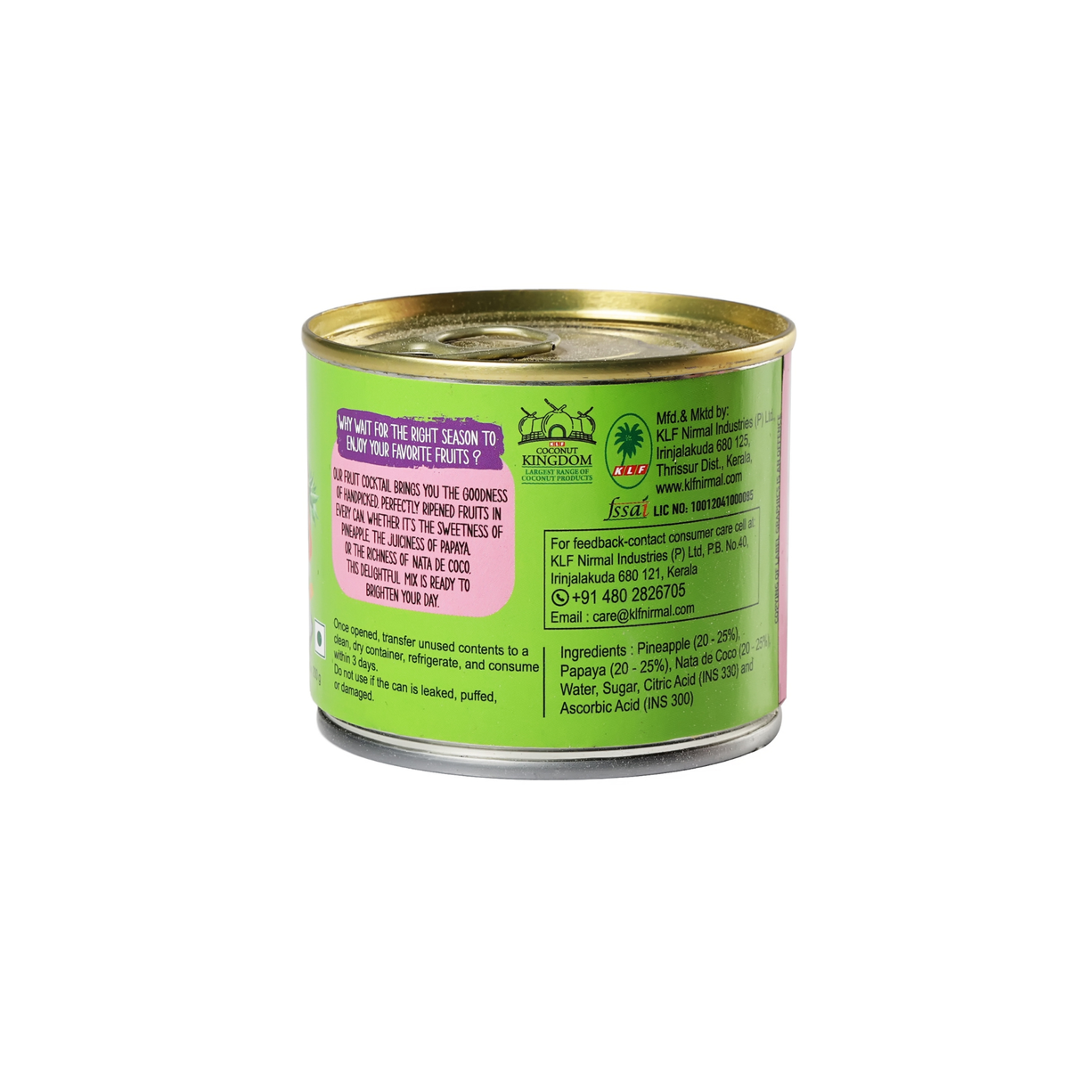 KLF Coconad Fruit Cocktail with Nata de Coco — back of the product pack