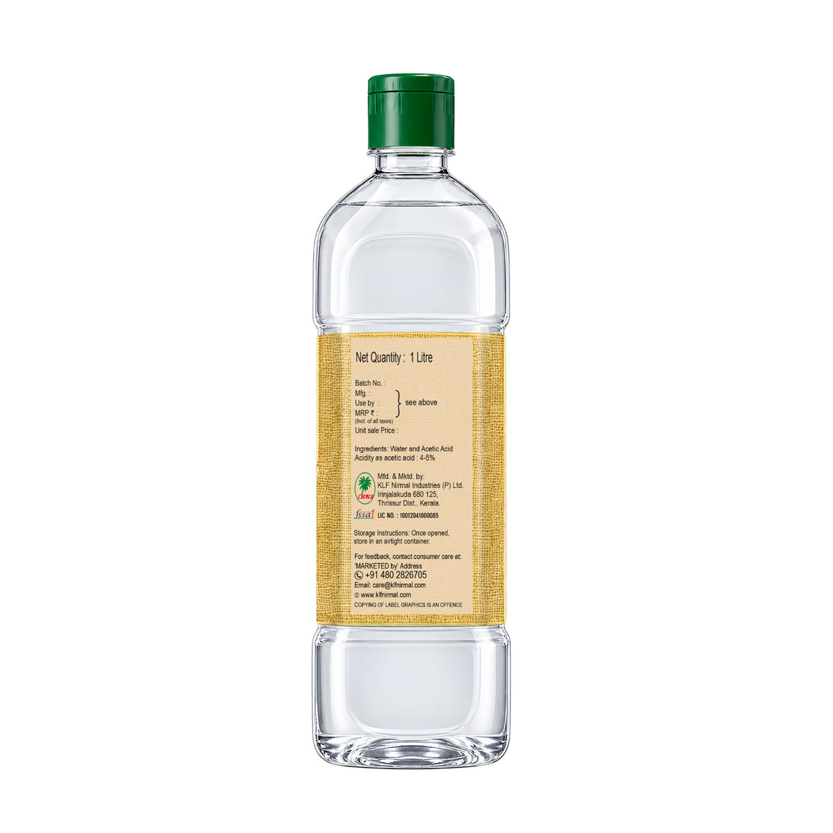 KLF Foodnad Synthetic Vinegar — back of the product pack