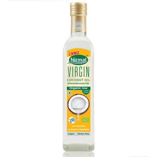 KLF Nirmal Organic Raw Virgin Coconut Oil Glass Bottle